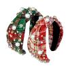 2 Pcs Christmas Headbands for Women Pearl Rhinestone Knot Headband Xmas Crystal Jeweled Hair Band Bow Wide Top Knotted Headband Christmas Hair Accessories Holiday Party Outfits(Snowflake Plaid) view 1