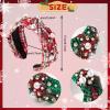2 Pcs Christmas Headbands for Women Pearl Rhinestone Knot Headband Xmas Crystal Jeweled Hair Band Bow Wide Top Knotted Headband Christmas Hair Accessories Holiday Party Outfits(Snowflake Plaid) view 2