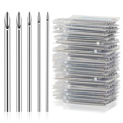 YONGDA 50pcs Piercing Needles Kit - Mixed Gauges 12G 14G 16G 18G 20G Hollow Sharp Tips for Ear Nose Lip Belly Cartilage Piercings