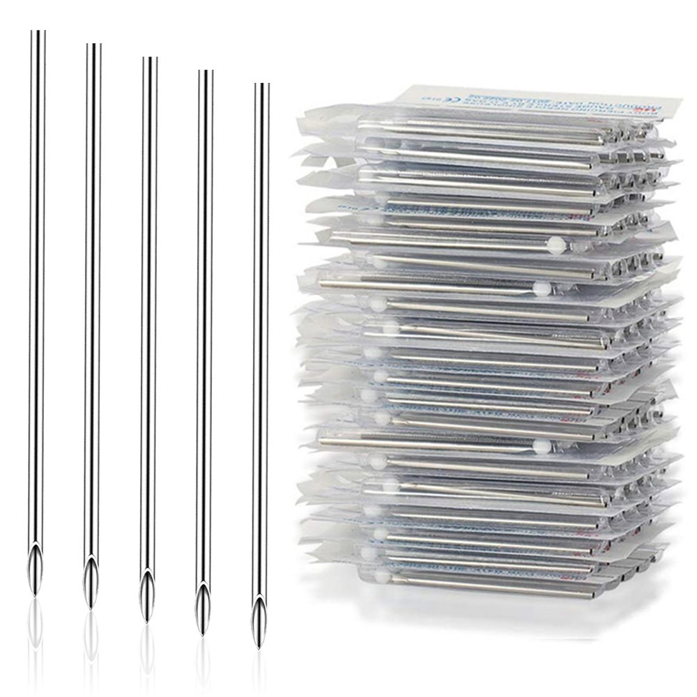 YONGDA 20G 50pcs Hollow Piercing Needles - 316L Stainless Steel Jewelry Needles, Micro Tips for Ear & Septum Precision Piercing