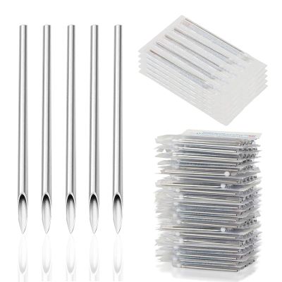 Yangna 50pcs 12G Piercing Needles - 316L Stainless Steel Hollow Needles for Navel Ear Lobes Piercing Individually Packed
