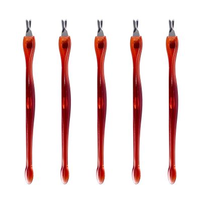 siyuwuro 5Pcs Nail Cuticle Fork Cuticle Pusher Fingernail Cuticle Knife Stainless Steel Dead Skin Removal Fork with Acrylic Handle Cuticle Cleaning Tools for Nail Art