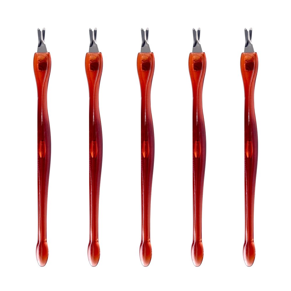 siyuwuro 5Pcs Nail Cuticle Fork Cuticle Pusher Fingernail Cuticle Knife Stainless Steel Dead Skin Removal Fork with Acrylic Handle Cuticle Cleaning Tools for Nail Art