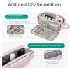 BAGSMART Travel Toiletry Bag for Women, Puffy Cosmetic Makeup Bag Organizer, Large Wide-open Travel Organizer for Toiletries, Dopp Kit Water-resistant Makeup Case for Accessories-Camel view 3