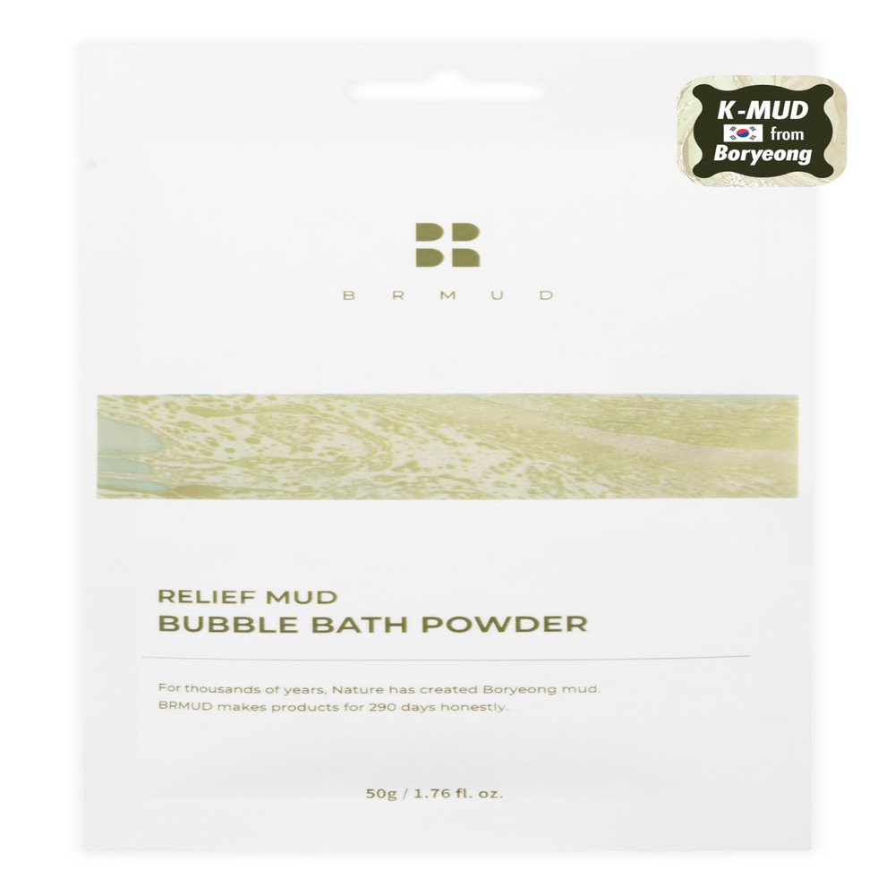 BRMUD Relief Mud Bath Powder | Hypoallergenic Mud Powder Bubble Bath w/ 98% Nature-Derived Ingredients | Moisturizing & Foaming Bath Oil Control for All Skin Types (Pack of 1, 1.76 oz)