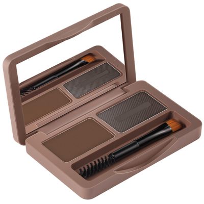 2 Color Eyebrow Powder Waterproof Natural Brow Powder Eyebrow Powder Duo Sculpting Kit for Girls Women Dark Brown and Grey 1Set Beauty Accessory