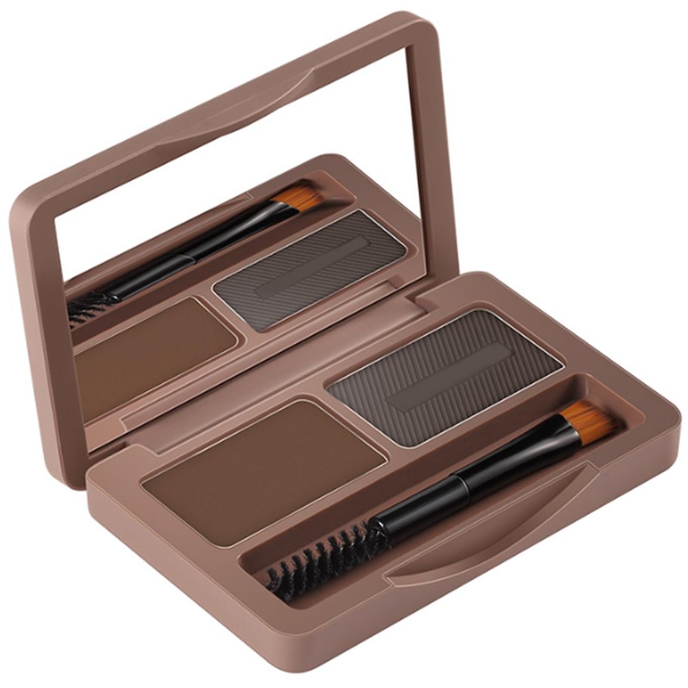 2 Color Eyebrow Powder Waterproof Natural Brow Powder Eyebrow Powder Duo Sculpting Kit for Girls Women Dark Brown and Grey 1Set Beauty Accessory