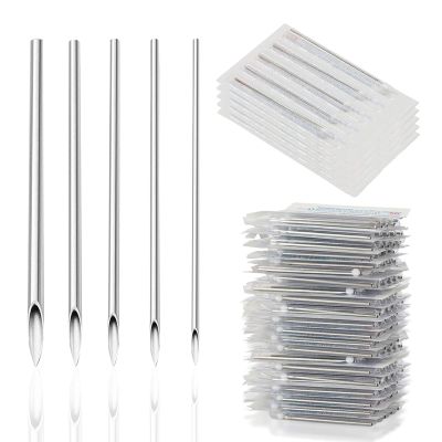 Yangna 50pcs Piercing Needles Kit - 12G 14G 16G 18G 20G Mixed Gauges, 316L Stainless Steel Hollow Needles for Ear Nose Belly Button Jewelry Piercing