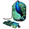 asebiunh Drawstring Cosmetic Bag, Barrel Shaped Portable Travel Makeup Bags, Peacock Flower Print Large Capacity Waterproof Multifunctional Bucket Toiletry Bag view 1