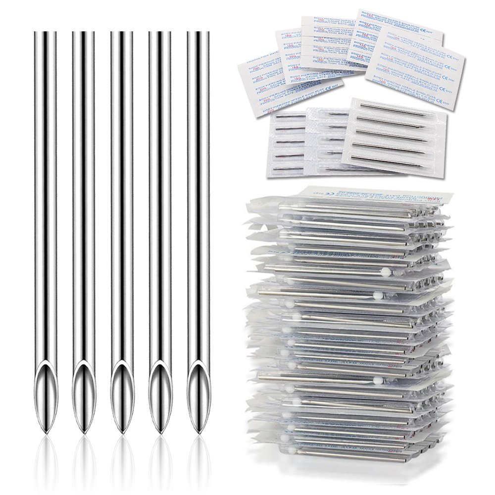YONGDA 12G 50pcs Hollow Piercing Needles - 316L Stainless Steel Jewelry Needles, Extra Sharp & Smooth for Cartilage & Navel Piercing