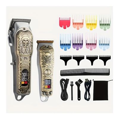 Razors Men's Hair Clippers Trimmers Set, Cordless Hair Cutting Machine, Professional Beard Trimmer, Barber Accessories for Men, Holiday(HL07-Skeleton)