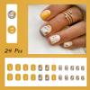24pcs Fall Press on Nails Short Square Maple Leaf Fake Nails With Designs Letter Glue on Nails Yellow False Nails Reusable Autumn Maple Leaves Acrylic Nails for Women Girl Nail Decoration view 2