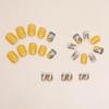 24pcs Fall Press on Nails Short Square Maple Leaf Fake Nails With Designs Letter Glue on Nails Yellow False Nails Reusable Autumn Maple Leaves Acrylic Nails for Women Girl Nail Decoration view 4