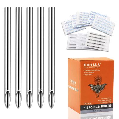 YONGDA 12G 100pcs Professional Piercing Needles - 316L Stainless Steel Jewelry Needles Hollow Design, Extra Sharp & Smooth for Cartilage & Navel Piercing