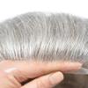 Hair Wonders Mens Hairpiece Remy Human Hair Toupee For Men Swiss Lace Mens Hair System Protesis Capilar Men Toupee 7X9#580#5 Medium Light Brown+80% Grey 90% Density view 4