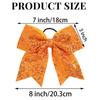 12 Pcs Large Glitter Cheer Bows Ponytail Holder Girls Elastic Hair Ties 8" Big Hair Bows Sports Cheerleaders Accessories for Teens Women Cheerleader Girls (Orange) view 2