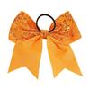 12 Pcs Large Glitter Cheer Bows Ponytail Holder Girls Elastic Hair Ties 8" Big Hair Bows Sports Cheerleaders Accessories for Teens Women Cheerleader Girls (Orange) view 3
