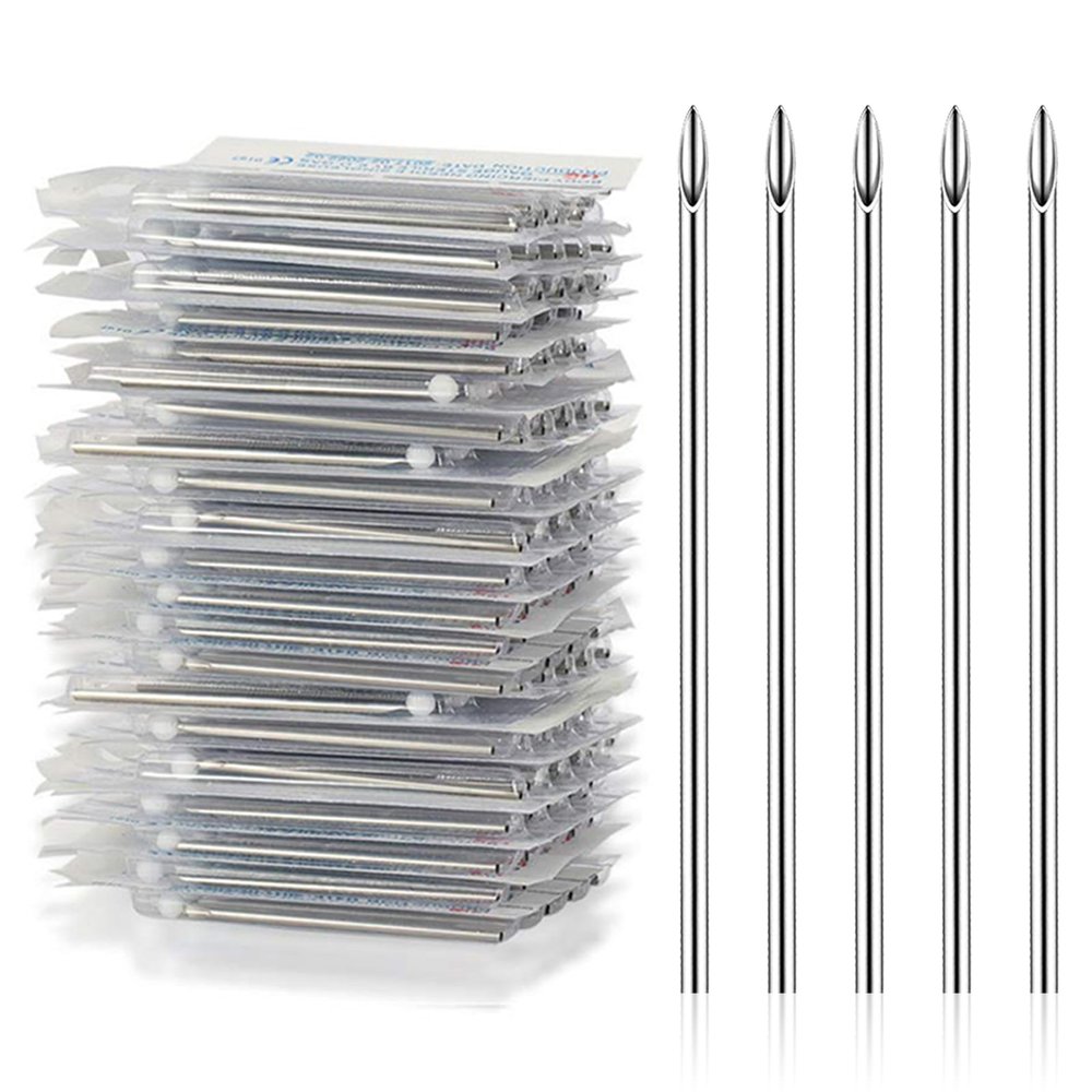 YONGDA 18G 50pcs Hollow Piercing Needles - 316L Stainless Steel Jewelry Needles, Ultra-Thin for Lip, Helix Piercing & Jewelry