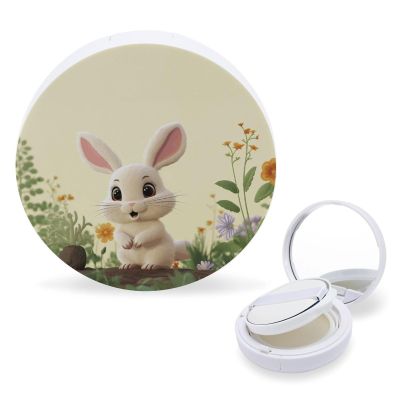 Empty Cushion Foundation Box,Cute Bunny Print BB Cream Cushion Container,Air Cushion Puff Box with Sponge Puff