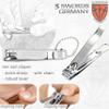 3 Swords Germany - Brand Quality 4 Piece Manicure Pedicure Grooming kit Set for Professional Finger & Toe Nail Care Tweezers File Clipper Brown Synthetic Leather case - Made by 3 Swords view 3