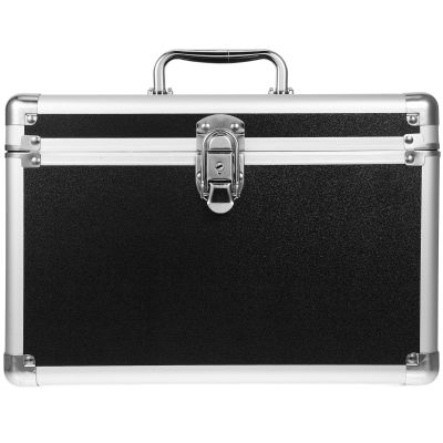 Luxshiny Makeup Train Case Aluminium Make Up Artists Organizer Box Lockable Cosmetic Jewelry Toiletries Carrier Crafters Tool Cases Black