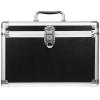 Luxshiny Makeup Train Case Aluminium Make Up Artists Organizer Box Lockable Cosmetic Jewelry Toiletries Carrier Crafters Tool Cases Black view 1