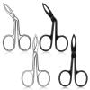 4 Pieces Eyebrow Tweezers Scissor Handle Flat Straight Tip Brow Scissors Remover Facial Hair Eyebrows Stainless Steel Eyebrow Facial Remover Brow Tweezers for Women Men(Black&Silver) view 1