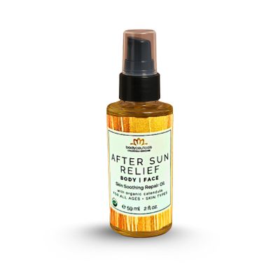 Bodyceuticals Organic Calendula After Sun Oil Moisturizing Face and Body with Olive Oil and Vitamin E, Lightweight Formula for Normal to Oily Skin, 2 oz