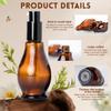 2Pcs 50ml/1.7oz Empty Refillable Amber Gourd Shaped Glass Lotion Pump Bottles with Black Press Top Cosmetic Dispenser Jar Sample Vials Storage Container for Essential Oil Emulsion view 3
