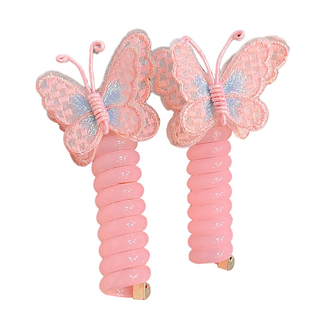 2 PCS Bowknot Spiral Hair Bands Telephone Braided Ponytail Hair Wraps Hair Rope Wired Hair Ties for Women Phone Cord Scrunchies