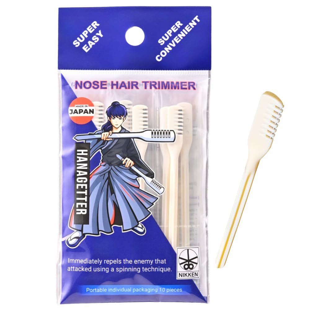 NIKKEN HANAGETTER Nose Hair Trimmer 10-Pack [Individually Wrapped]  Made in Japan, Painless Manual Cutter, Portable & Disposable
