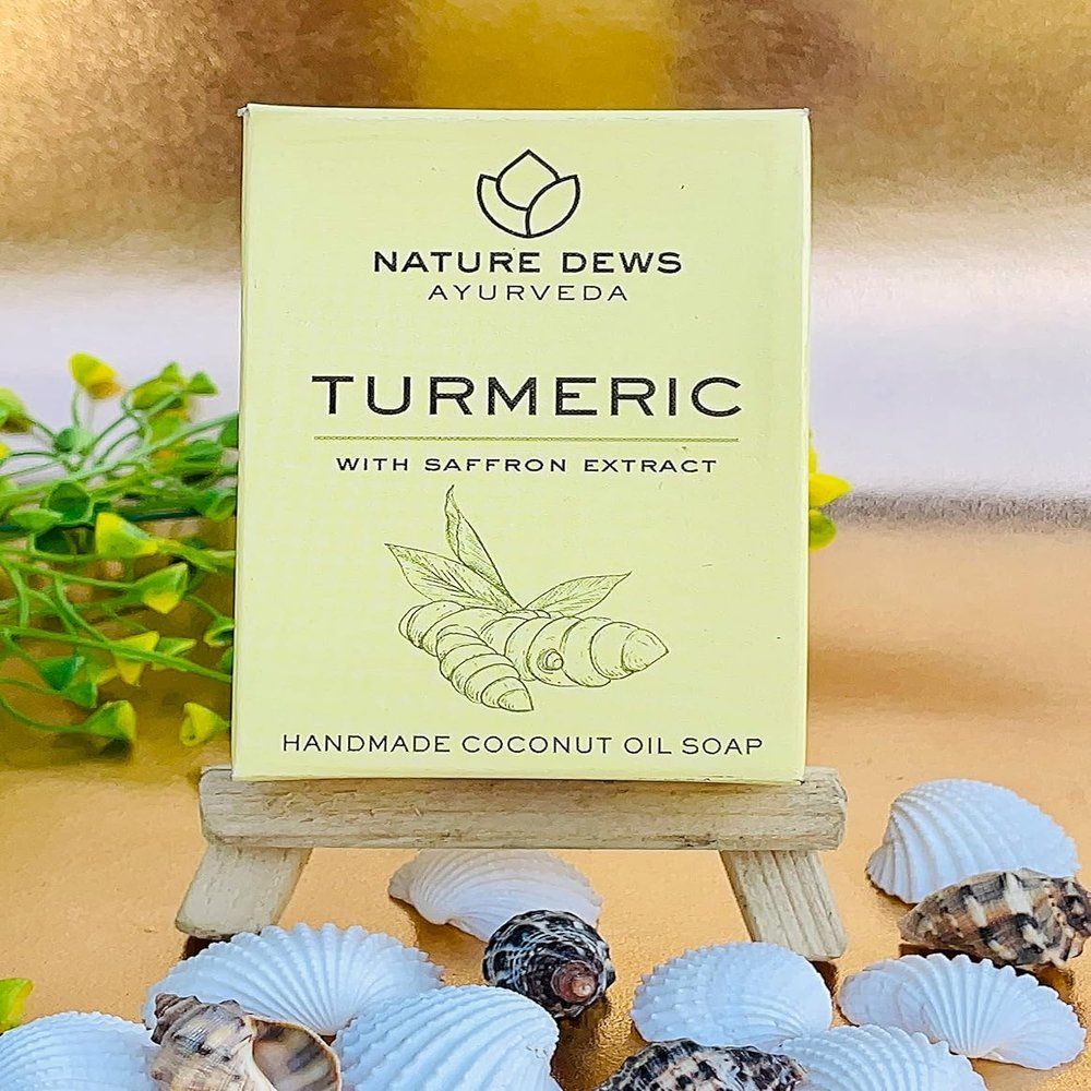 NATURE DEWS TURMERIC & SAFFRON (ARABIAN OUDH) | COLD PROCESSED | AYURVEDIC FORMULATION | COCONUT OIL SOAP | EXPORT QUALITY | HERBAL SOAP | HALDI & KESAR
