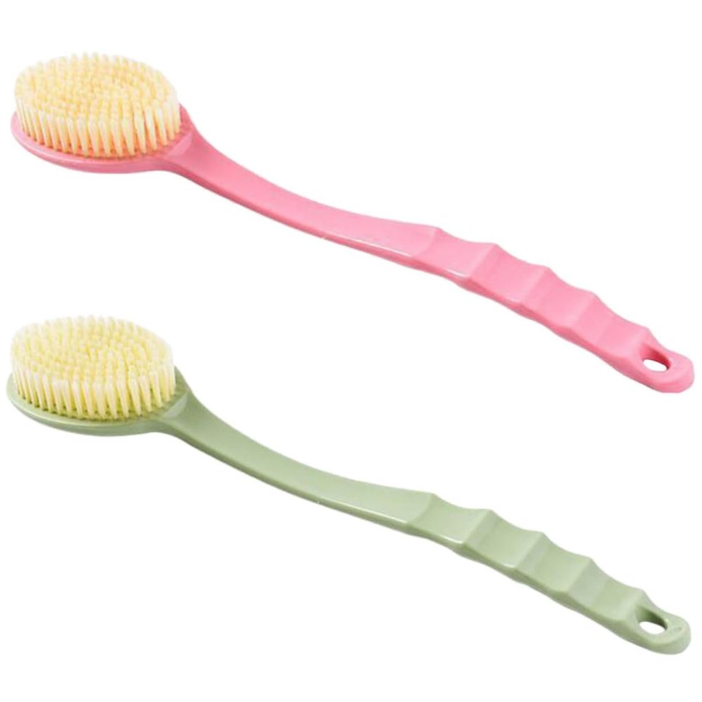 WOONEKY 2pcs Bath Brush Back Scrubber Material Long Handle for Shower Body Bathing Accessories