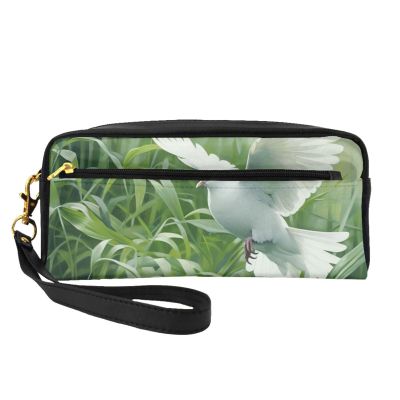 DRTGEDS Grass And Dove Leather Portable Cosmetic Bag Makeup Bag Cute Toiletry Pouch For Women Travel Essentials