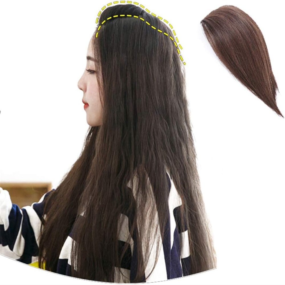 Topper Hair Extensions - Human Hair Clip in Top Hair Extensions for Thin Hair Wiglet Hair Pieces for Women (15.7",Light Brown)