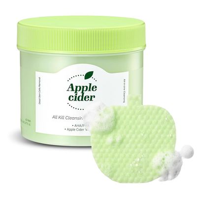 Ariul Apple Cider All Kill Cleansing Bubble Pads  Effective Pore Cleansing & Hydrating, 2-Step Dual Pads for Makeup Removal & Exfoliation, Korean Skin Care, 60 Counts, 150ml / 5.07 fl. oz