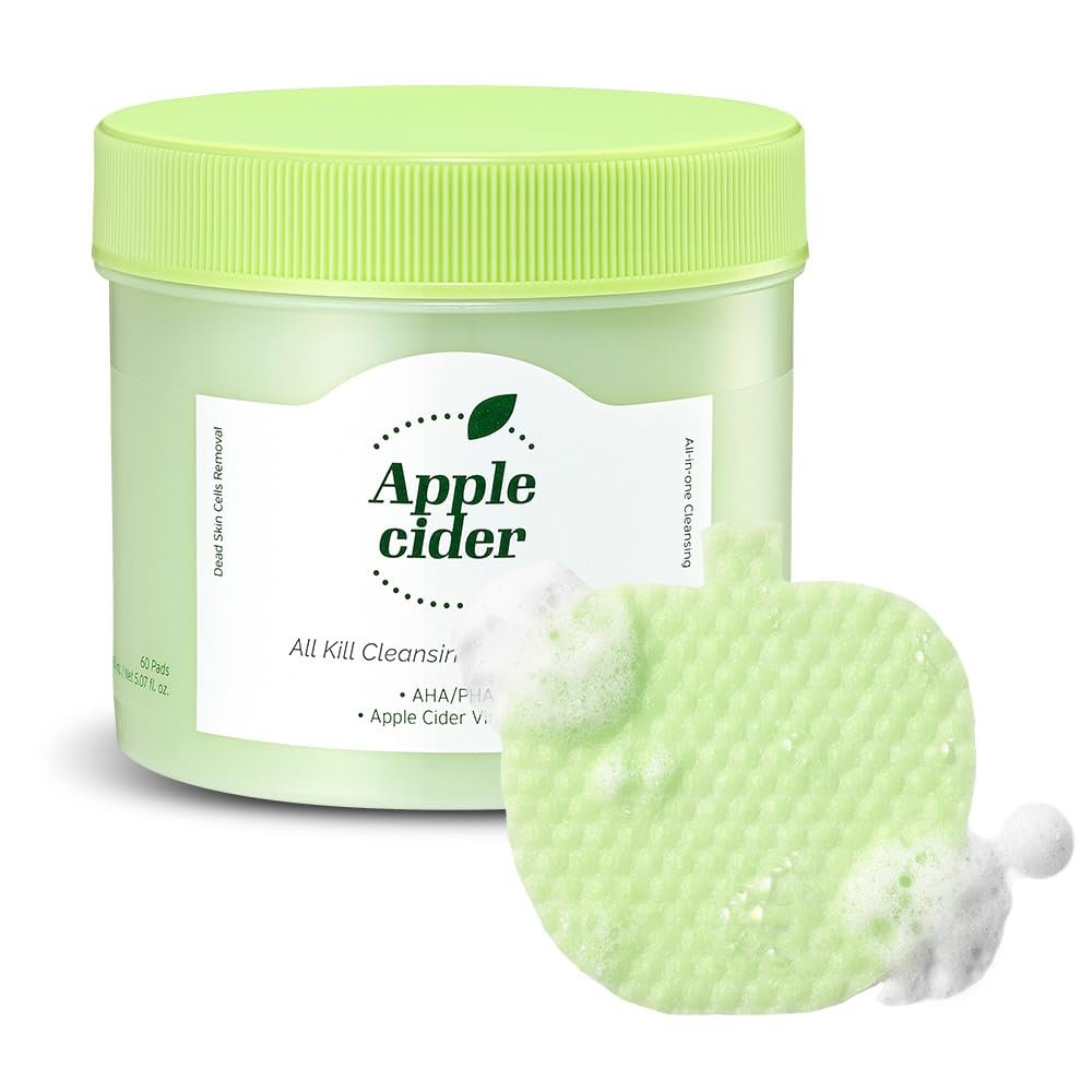 Ariul Apple Cider All Kill Cleansing Bubble Pads  Effective Pore Cleansing & Hydrating, 2-Step Dual Pads for Makeup Removal & Exfoliation, Korean Skin Care, 60 Counts, 150ml / 5.07 fl. oz