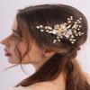 BERYUAN Wedding Flower Leaves Hair Comb Pearls Rrhinestone Crystal Wedding Headpiece Gold Flowers Leaves Pearls Wedding Hair Comb Gold Wedding Bridal Hair Comb for Brides Bridesmaid view 1