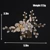 BERYUAN Wedding Flower Leaves Hair Comb Pearls Rrhinestone Crystal Wedding Headpiece Gold Flowers Leaves Pearls Wedding Hair Comb Gold Wedding Bridal Hair Comb for Brides Bridesmaid view 4