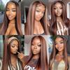 Dokksiiia Highlight Chocolate Brown and Brown Human Hair Bundles P430 Two Tone Straight Human Hairs Bundles Double Weft Brazilian Hair Extensions 22 24 26 Inch for Black Women view 2