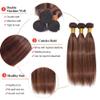 Dokksiiia Highlight Chocolate Brown and Brown Human Hair Bundles P430 Two Tone Straight Human Hairs Bundles Double Weft Brazilian Hair Extensions 22 24 26 Inch for Black Women view 3