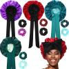 JaGely 4 Pcs Satin Bonnet for Women Tie Hair Bonnet for Sleeping Large 2 Layered Silk Cap With 8 Pcs Hair Scrunchies Double Layer Satin Bonnets (Dark Color) view 1