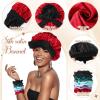 JaGely 4 Pcs Satin Bonnet for Women Tie Hair Bonnet for Sleeping Large 2 Layered Silk Cap With 8 Pcs Hair Scrunchies Double Layer Satin Bonnets (Dark Color) view 4
