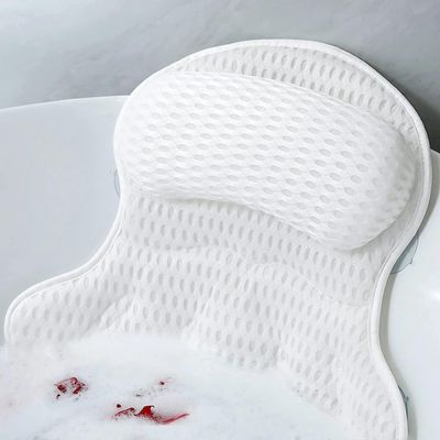 Bath Pillow Luxury Bathtub Pillow - Bath Pillows for Tub Neck and Back Support, Ergonomic Tub Pillow for Bath with 4D Air Mesh + 6 Strong Suction Cups, Great Spa Gifts Bathtub Accessories