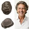 Hair Wonders Toupee For Men Real Human Hair System For Men Full Swiss Lace Mens Toupee Lace Hair Piece For Men Hair System Bleached Knots 7x9 120% Medium light density #430 4# MEDIUM BROWN+30% GREY view 1