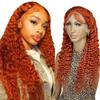 13x4 hd lace front wigs human hair, bye bye knots HD lace wig Pre Bleached Pre Plucked, Orange Brazilian Virgin Human Hair Ginger Wig 13x4 HD lace front wigs CRIMP DEEP Red Copper 350 18 inch - CATCH view 1