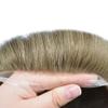 Hair Wonders Toupee For Men Real Human Hair System For Men Full Swiss Lace Mens Toupee Lace Hair Piece For Men Hair System Bleached Knots 8x10 120% Medium light density 17# DARK ASH BLONDE view 3