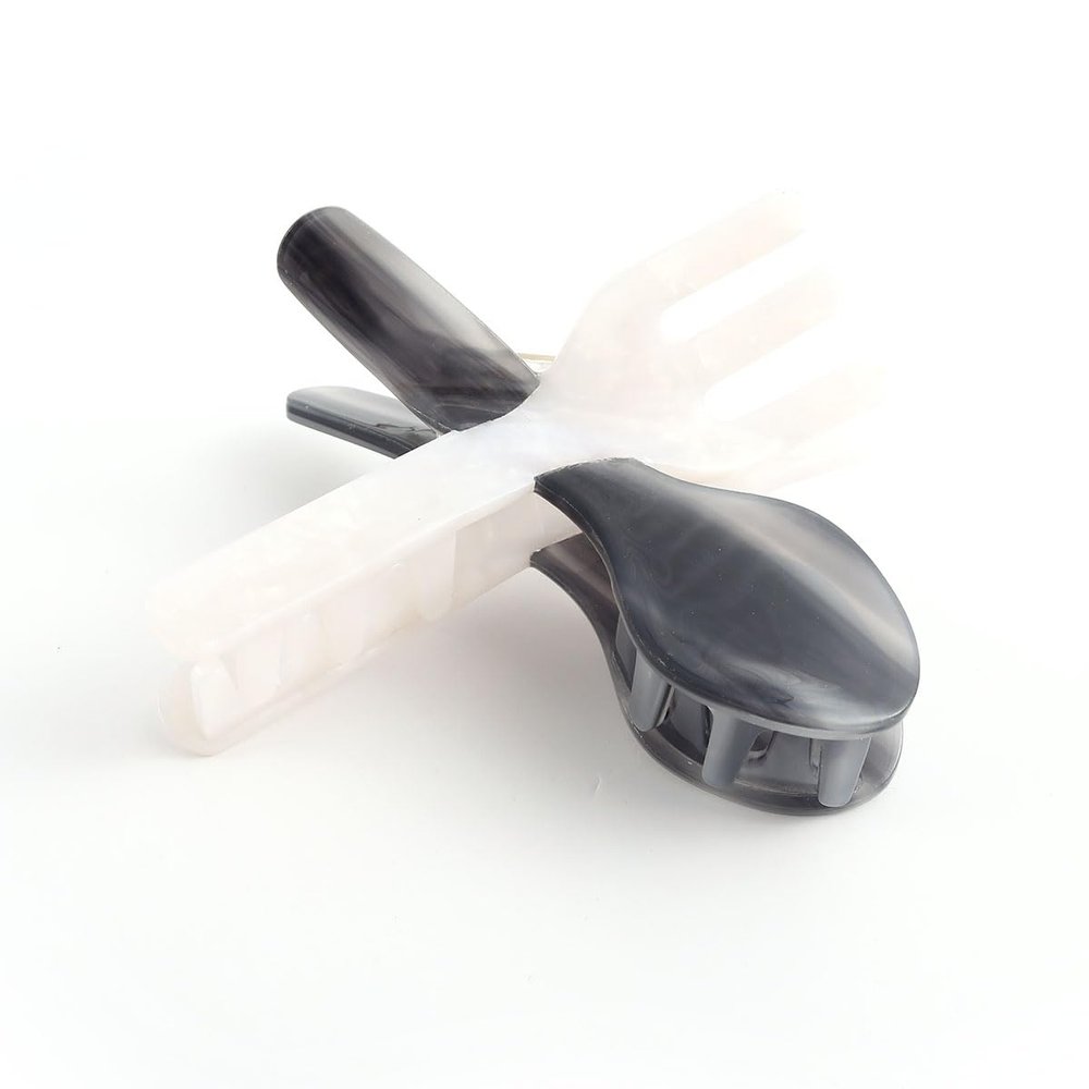 Knife and Fork Acetate Hair Claw, Personalized Hair Clip for Women Gift, Black and Translucent