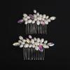 BERYUAN AB Rhinestone Pearls Wedding Hair Comb Pearls Bridal Wedding Headpiece Dainty Pearls Hair Comb Pearls Hair Side Comb Crystal Wedding Comb for Women Girls(2pcs) (ab) view 1