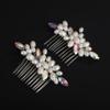 BERYUAN AB Rhinestone Pearls Wedding Hair Comb Pearls Bridal Wedding Headpiece Dainty Pearls Hair Comb Pearls Hair Side Comb Crystal Wedding Comb for Women Girls(2pcs) (ab) view 3